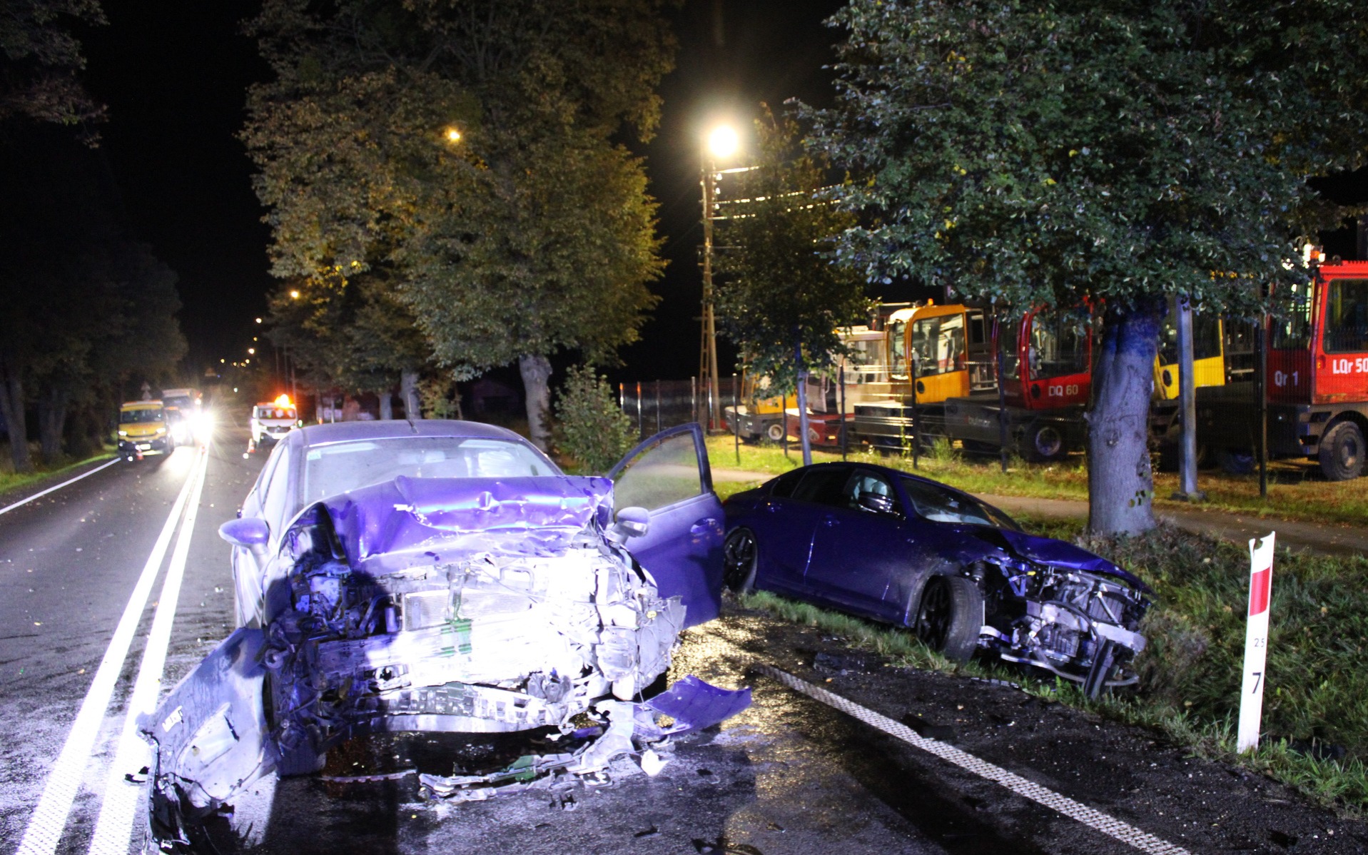 Dziki na jezdni i dwa rozbite samochody. Ranna 7-latka