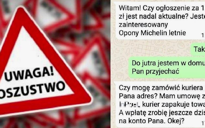 Chciał sprzedać opony za 150, stracił 6000 złotych