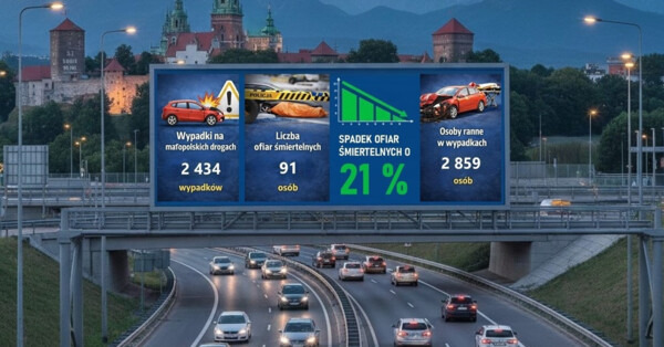 Małopolskie drogi w 2025 roku: Mniej ofiar, wciąż dużo zdarzeń