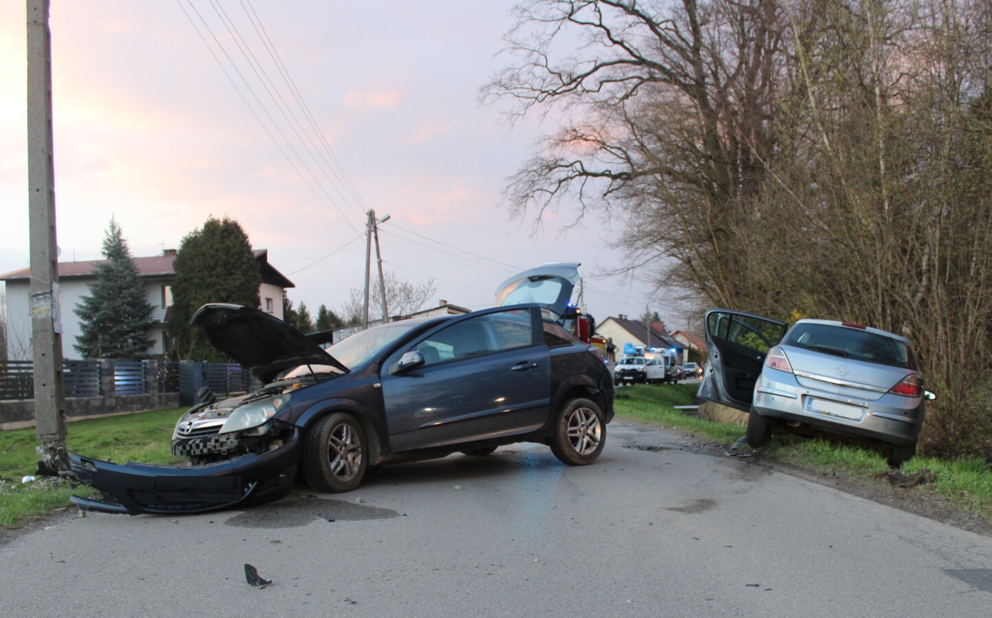 17-latek uderzył w słup i samochód - FOTO
