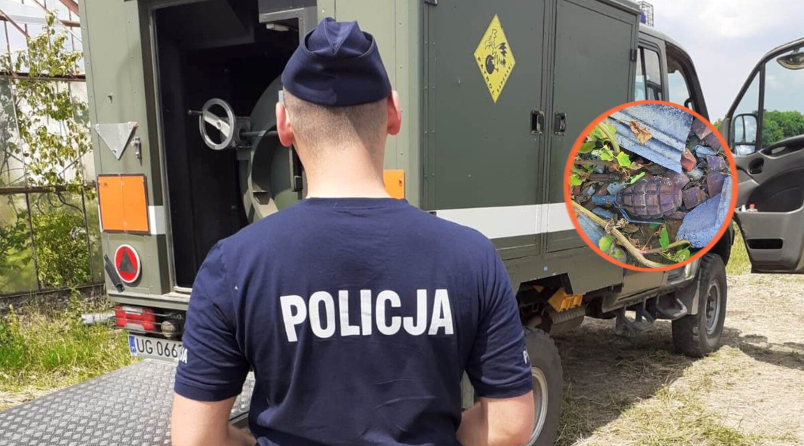 Ręczny granat znaleziony w gruzie - FOTO