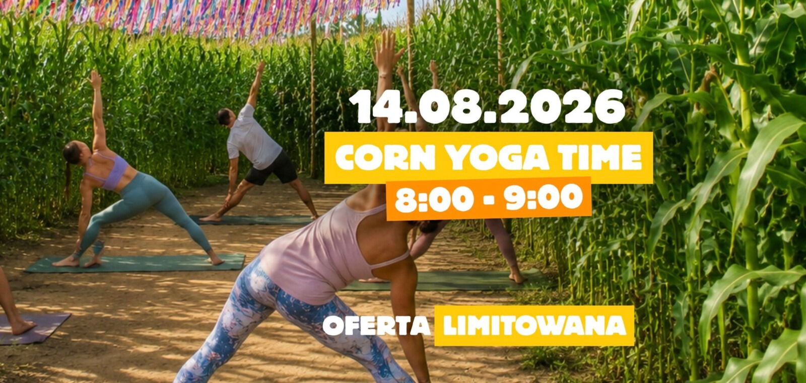Joga w kukurydzy. Takich zajęć jeszcze tu nie było