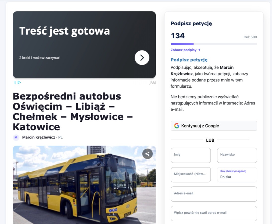 Mieszkaniec Chełmka proponuje nową linię do Katowic