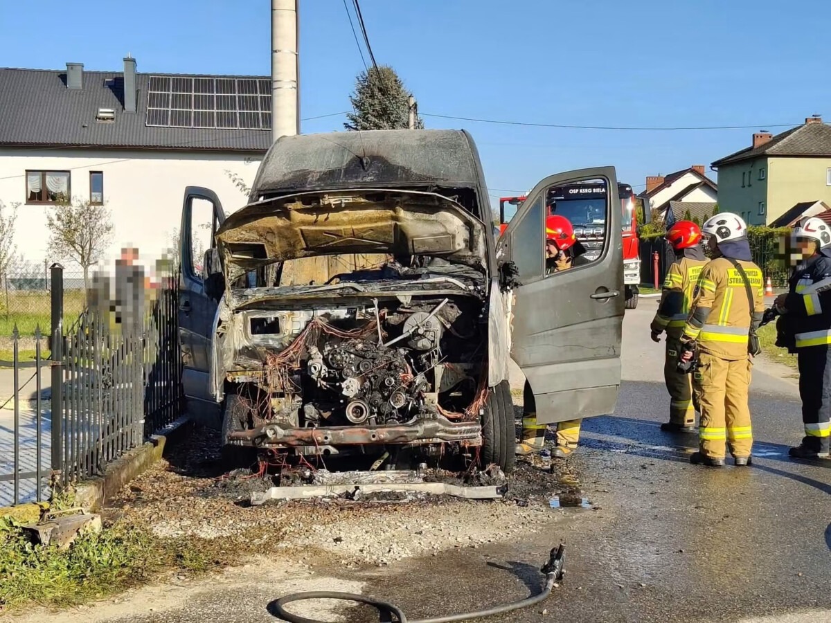 Pożar busa w Nowej Wsi