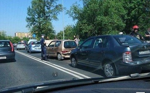 Karambol na moście Jagiellońskim. Korki w Oświęcimiu