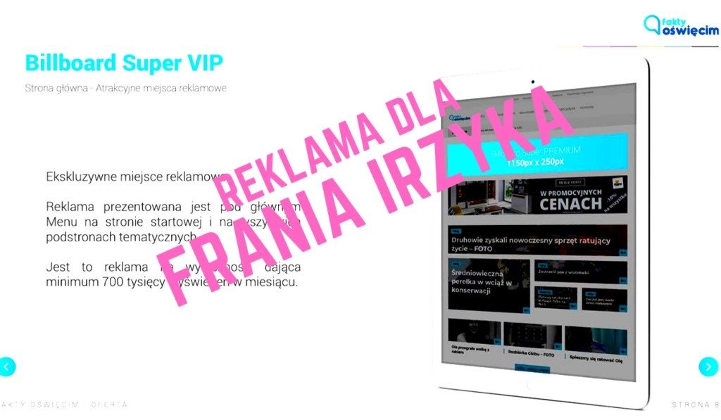 Kup specjalną reklamę w eFO. Pieniądze trafią do Frania Irzyka