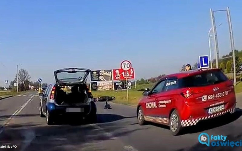 Potrąciła samochodem motorowerzystę – FOTO