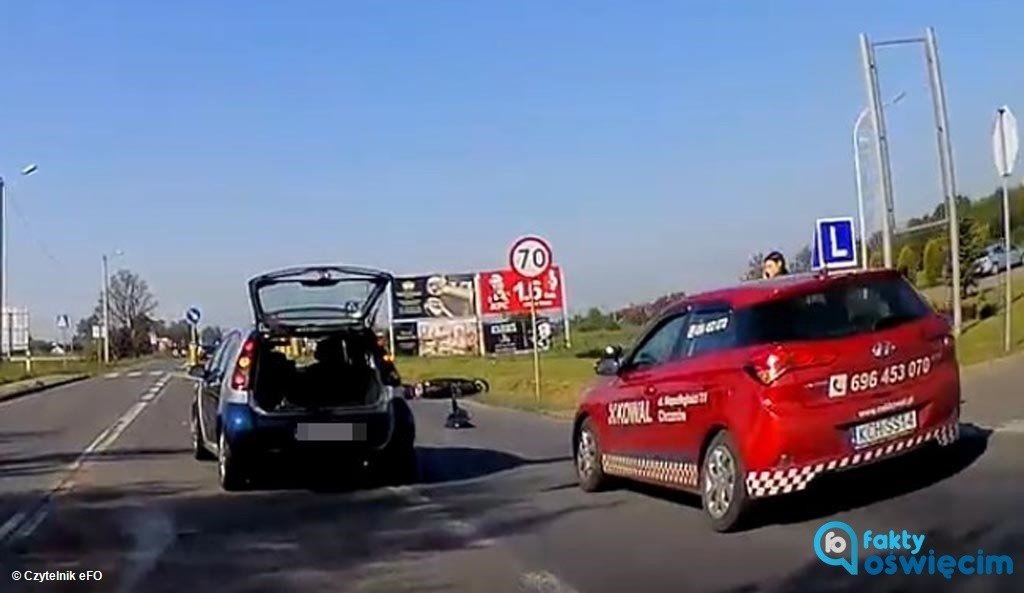 Potrąciła samochodem motorowerzystę – FOTO