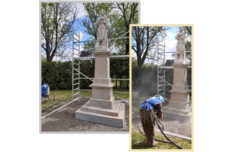 Renowacja figury kamiennej św. Rocha