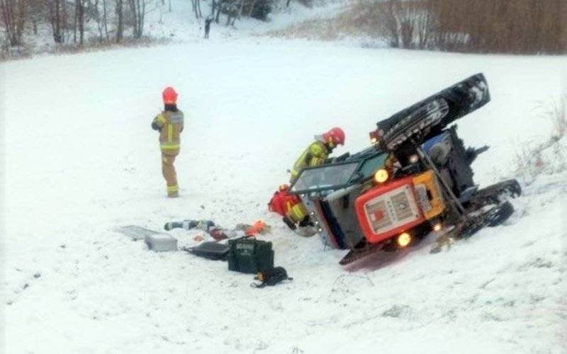 Pijany traktorzysta wjechał do rowu