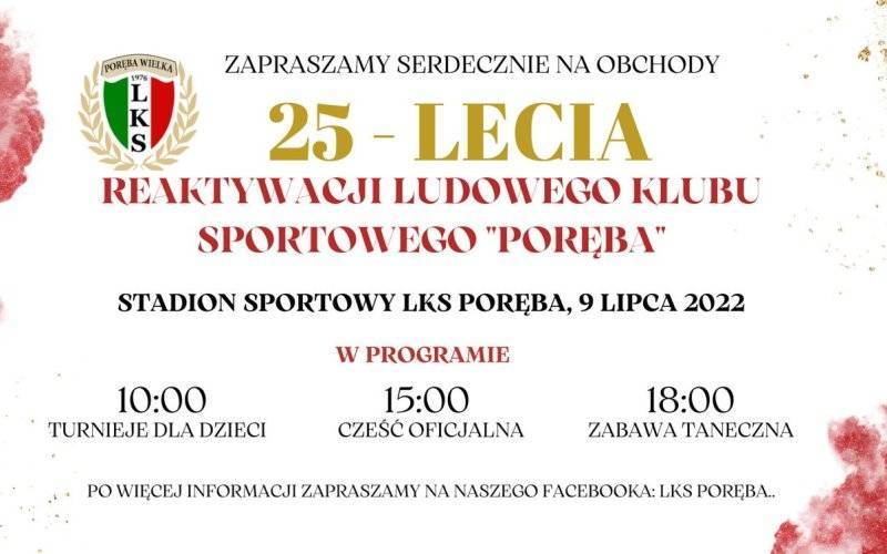 25-lecie reaktywacji LKS Poręba już w sobotę