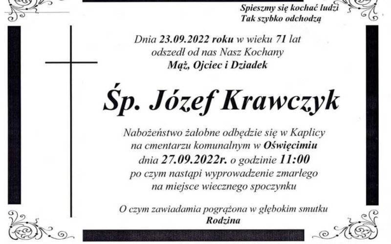 Pożegnanie Józefa Krawczyka we wtorek