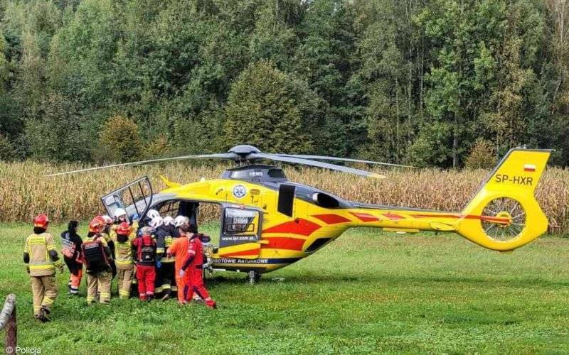 Uderzyła go gałąź. Poleciał śmigłowcem do szpitala
