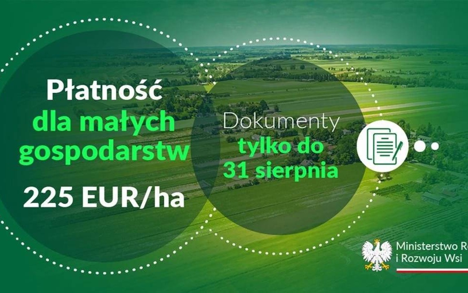 Do końca sierpnia można zgłaszać żądanie przyznania płatności dla małych gospodarstw