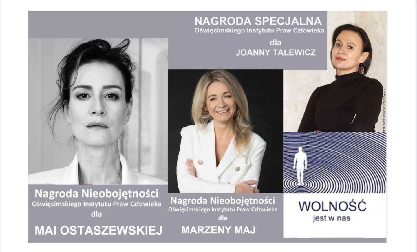 Ostaszewska, Maj, Talewicz: Twarze Nagrody Nieobojętności