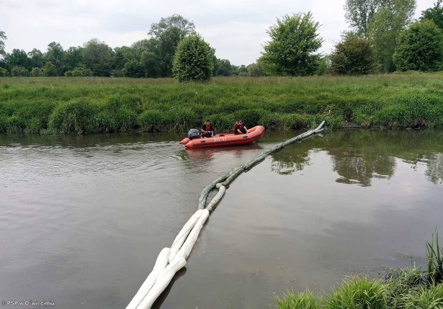Po pożarze na Śląsku strażacy chronili Przemszę w Gorzowie
