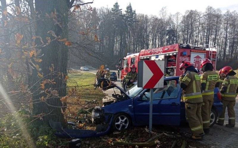Młody kierowca rozbił się na drzewie w Jawiszowicach
