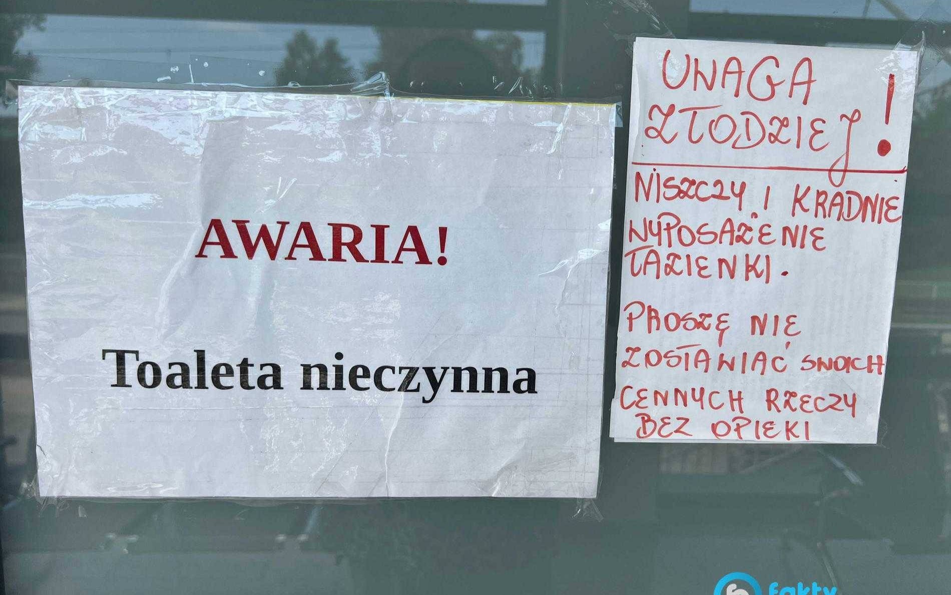 Wandal unieruchomił toaletę na dworcu kolejowym