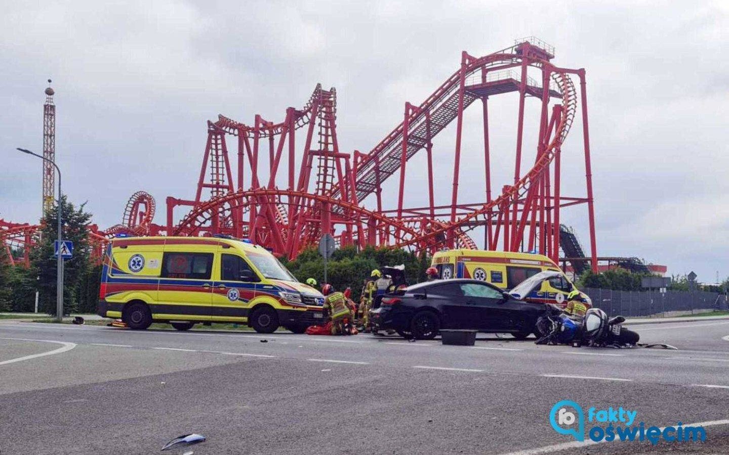 Zderzenie motocykla i osobówki – AKTUALIZACJA, FOTO