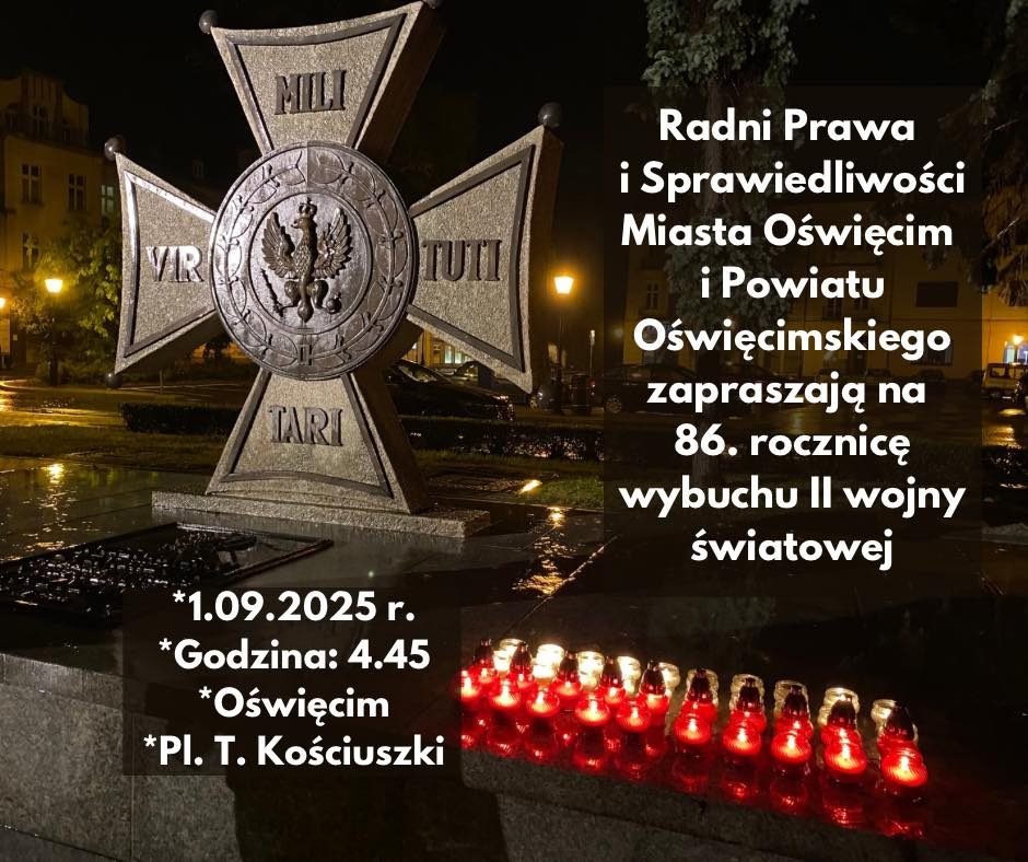 Upamiętnienie 1 września. Zaproszenie na godz. 4.45 na plac Kościuszki w Oświęcimiu