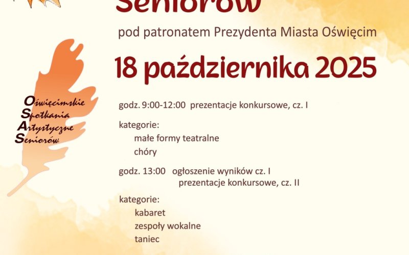 X Oświęcimskie Spotkania Artystyczne Seniorów – pełny program wydarzenia