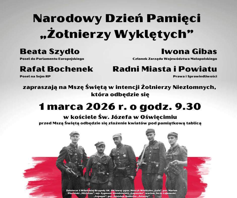 Zaproszenie na obchody Narodowego Dnia Pamięci „Żołnierzy Wyklętych” w Oświęcimiu