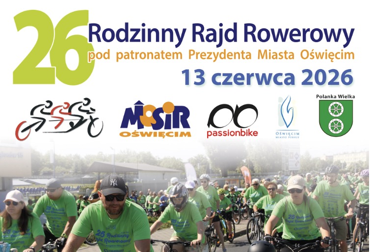 XXVI Rodzinny Rajd Rowerowy w Oświęcimiu 13 czerwca. 30 km trasy i posiłek na mecie