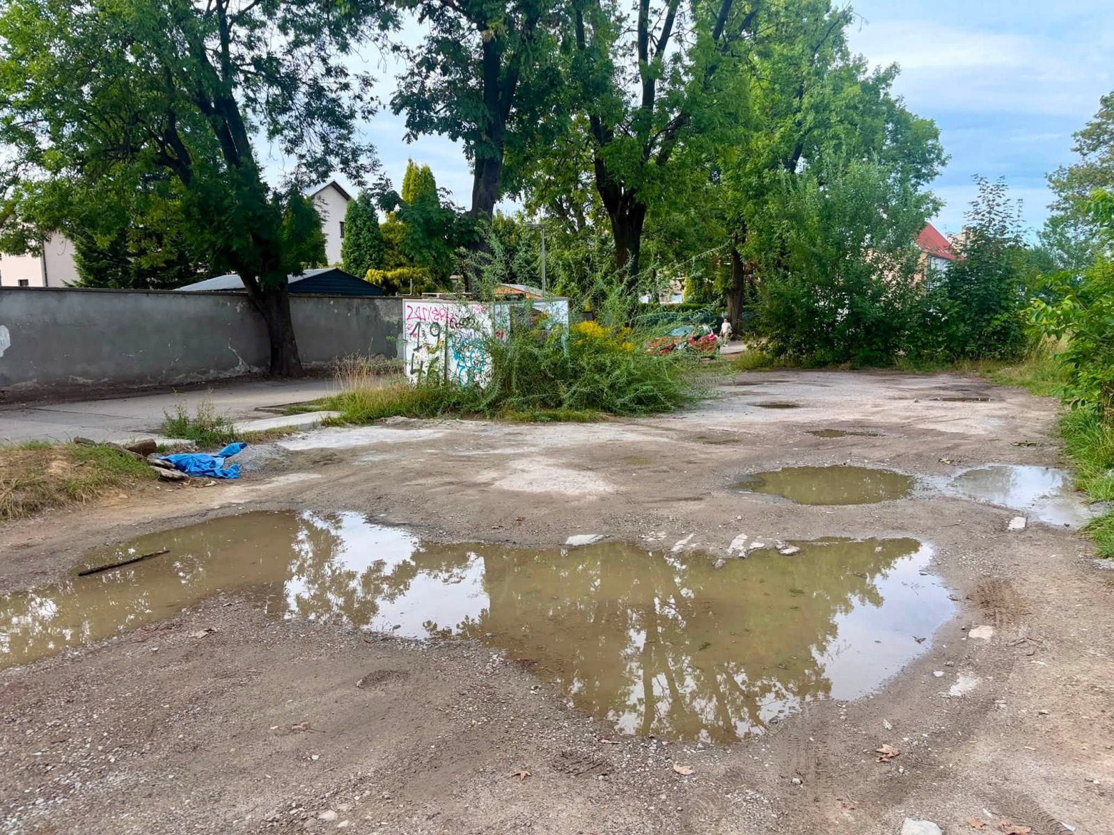 Chwasty zamiast parkingu przy cmentarzu w Oświęcimiu. „Kurier Oświęcimski” pyta, ile to jeszcze potrwa