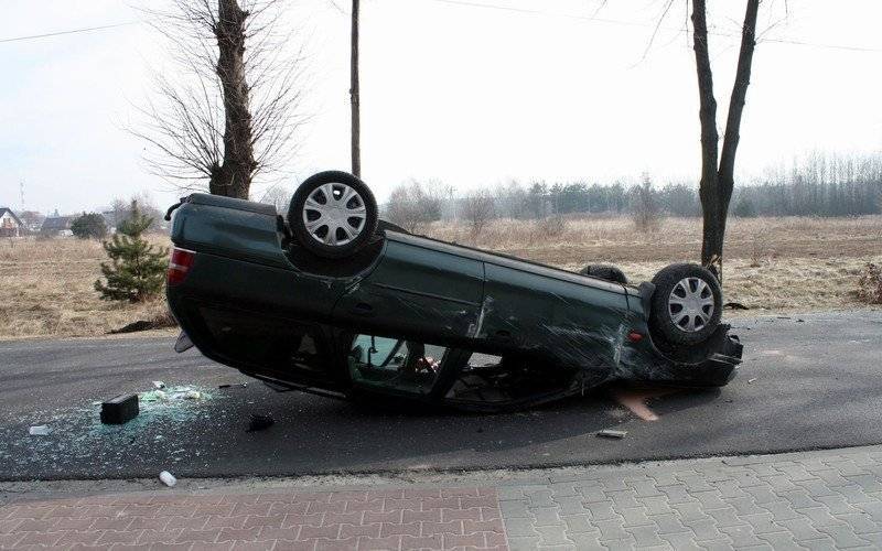 CHEŁMEK. Uderzył w drzewo, dachował i nie zginął