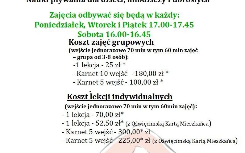 OŚWIĘCIM. Naucz się pływać z MOSiR