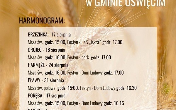 GMINA. Termin dożynek w Gminie Oświęcim