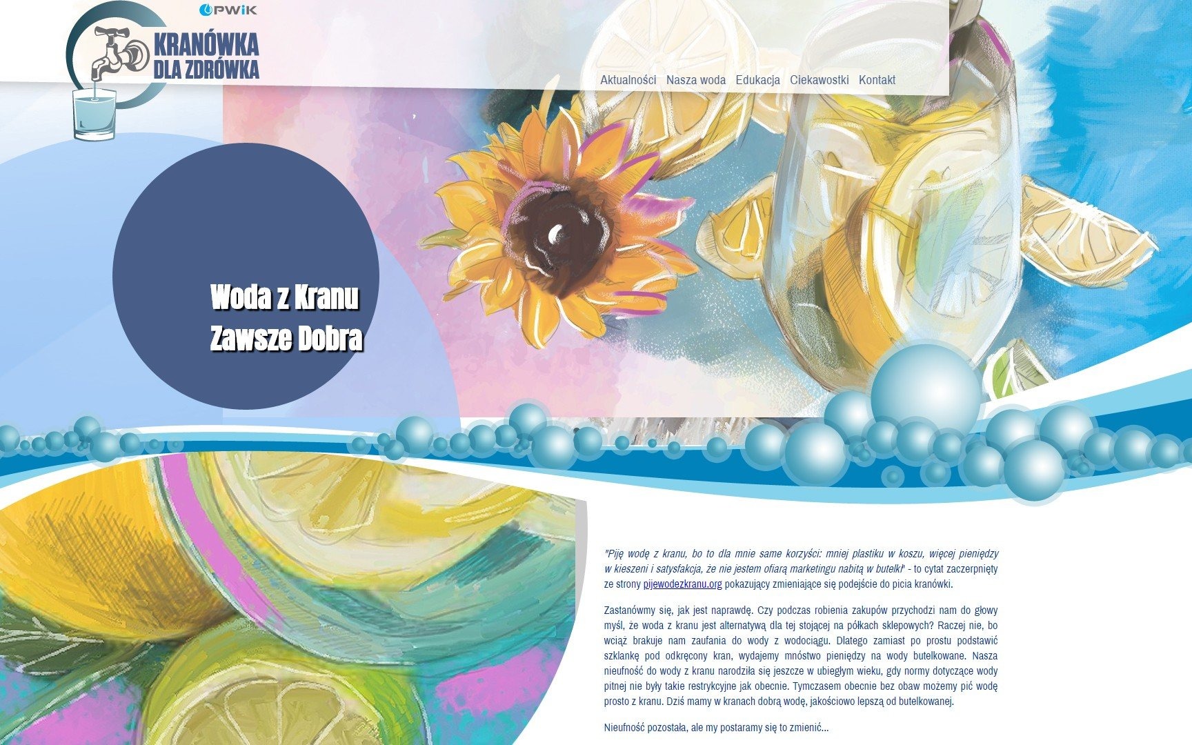 Specjalna strona internetowa o wodzie z kranu PWiK Oświęcim