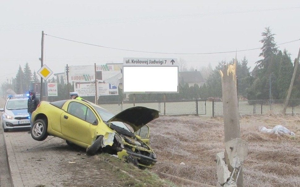 BABICE. Pijany kierowca uderzył w słup