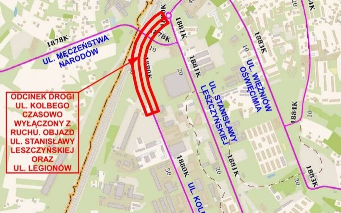 POWIAT. Odcinek ul. Kolbego czasowo wyłączony z ruchu