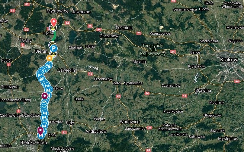 OŚWIĘCIM. Interaktywna mapa z przebiegiem S1 Mysłowice – Bielsko-Biała