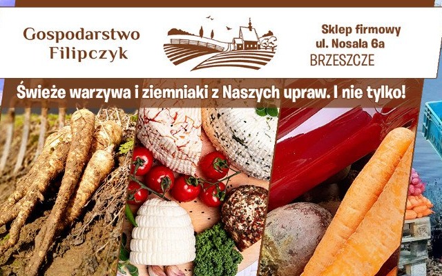 Sklep Gospodarstwo Filipczyk całorocznie oferuje świeże warzywa, owoce, swojski nabiał, miody, soki naturalne