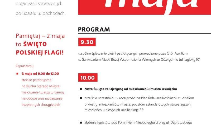 OŚWIĘCIM. Uroczystości uchwalenia Konstytucji 3 maj