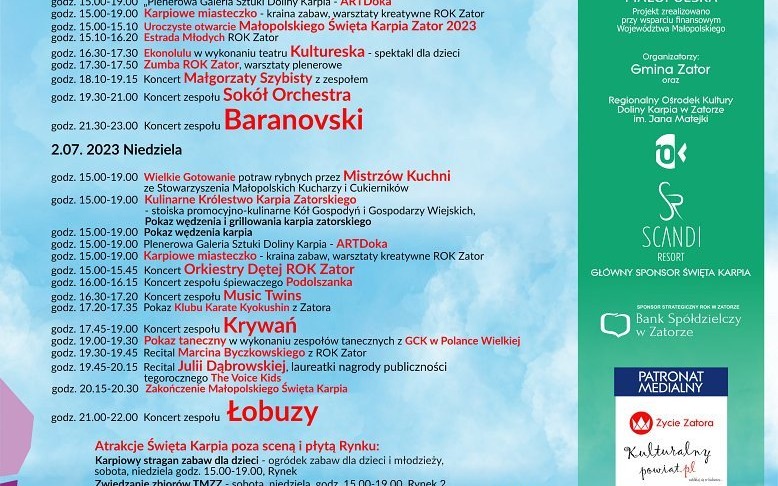 ZATOR. Małopolskie „Święto Karpia” 2023 – PROGRAM