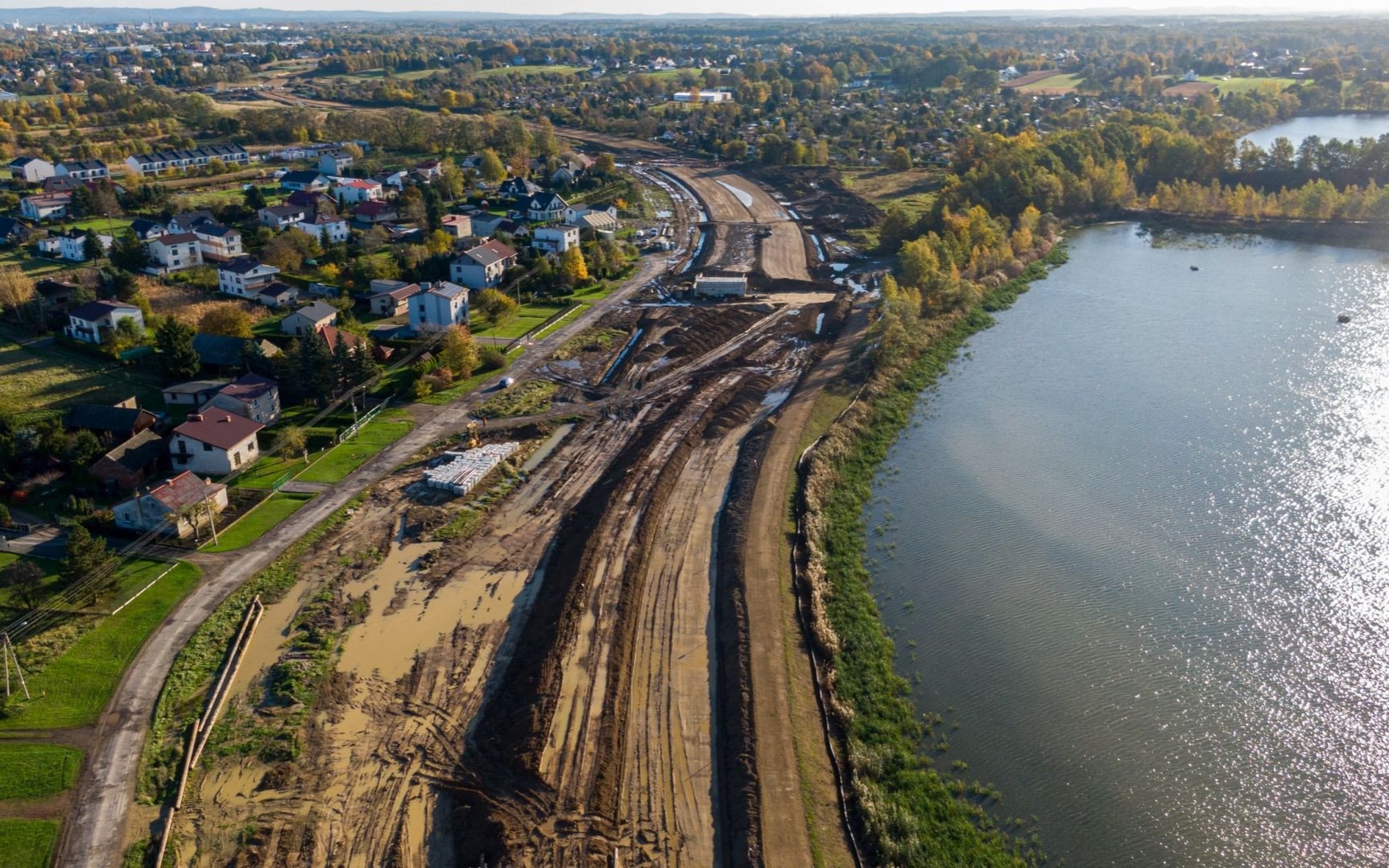 OŚWIĘCIM. Listopadowy przelot dronem nad budową nowej obwodnicy do drogi S1