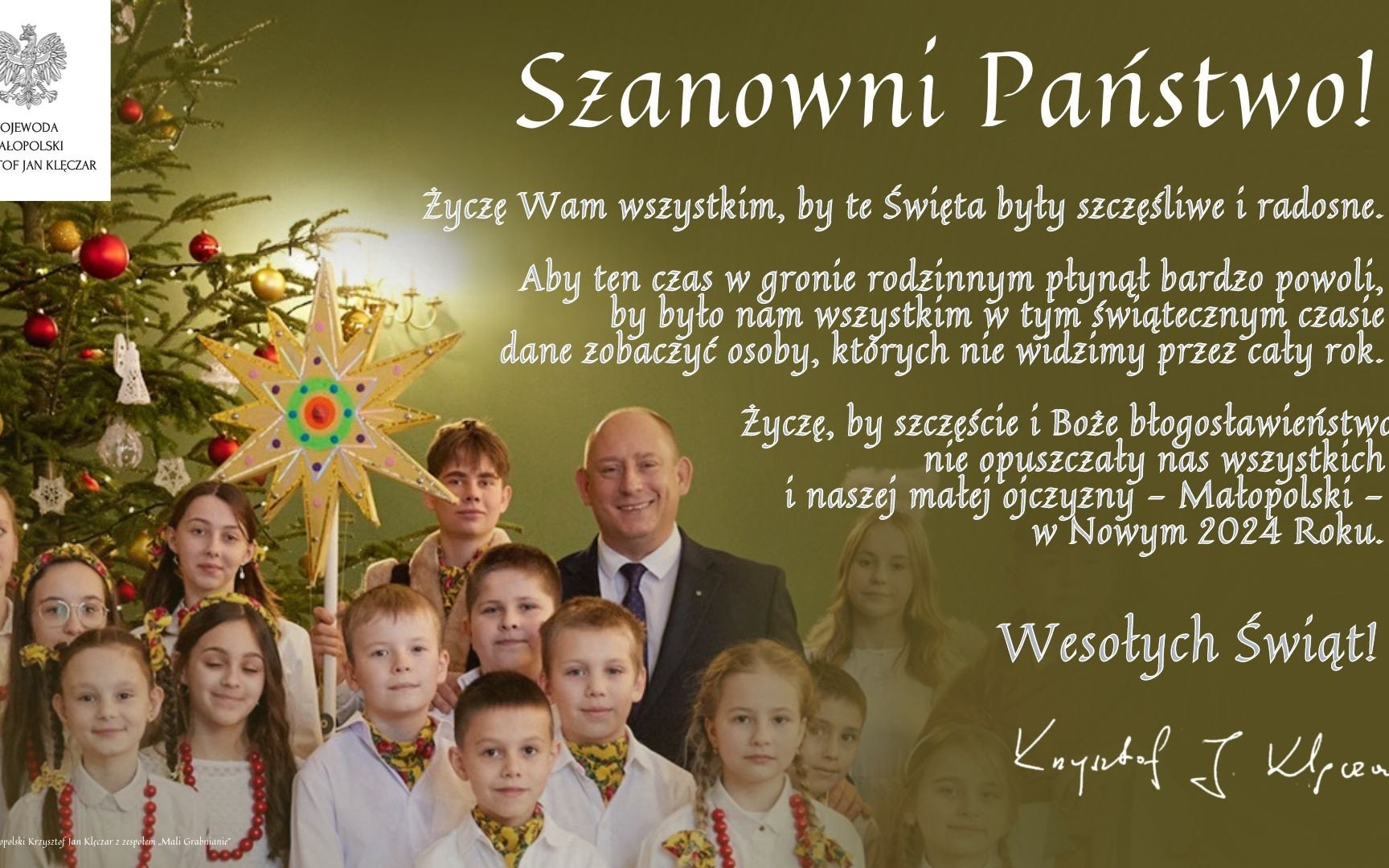 Życzenia wojewody małopolskiego Krzysztofa Jana Klęczara