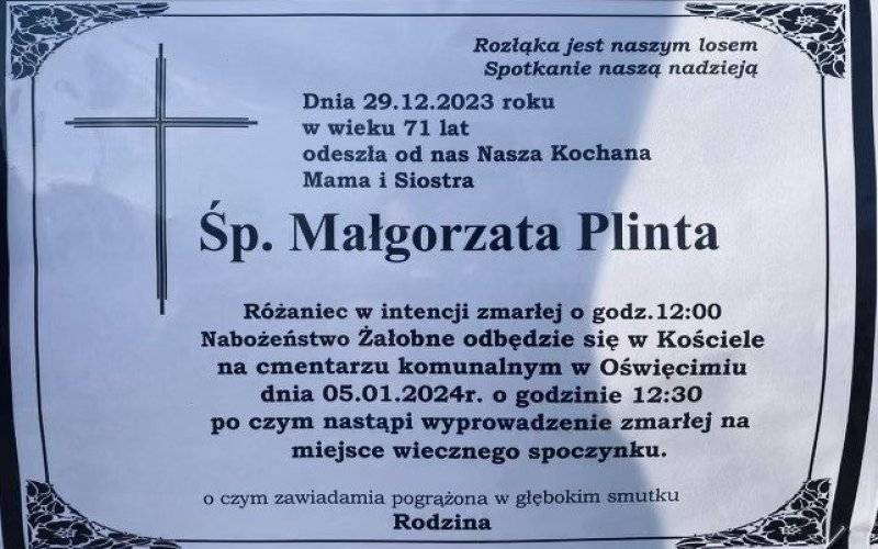 OŚWIĘCIM. Zmarła Małgorzata Plinta, wieloletni skarbnik Miasta Oświęcim