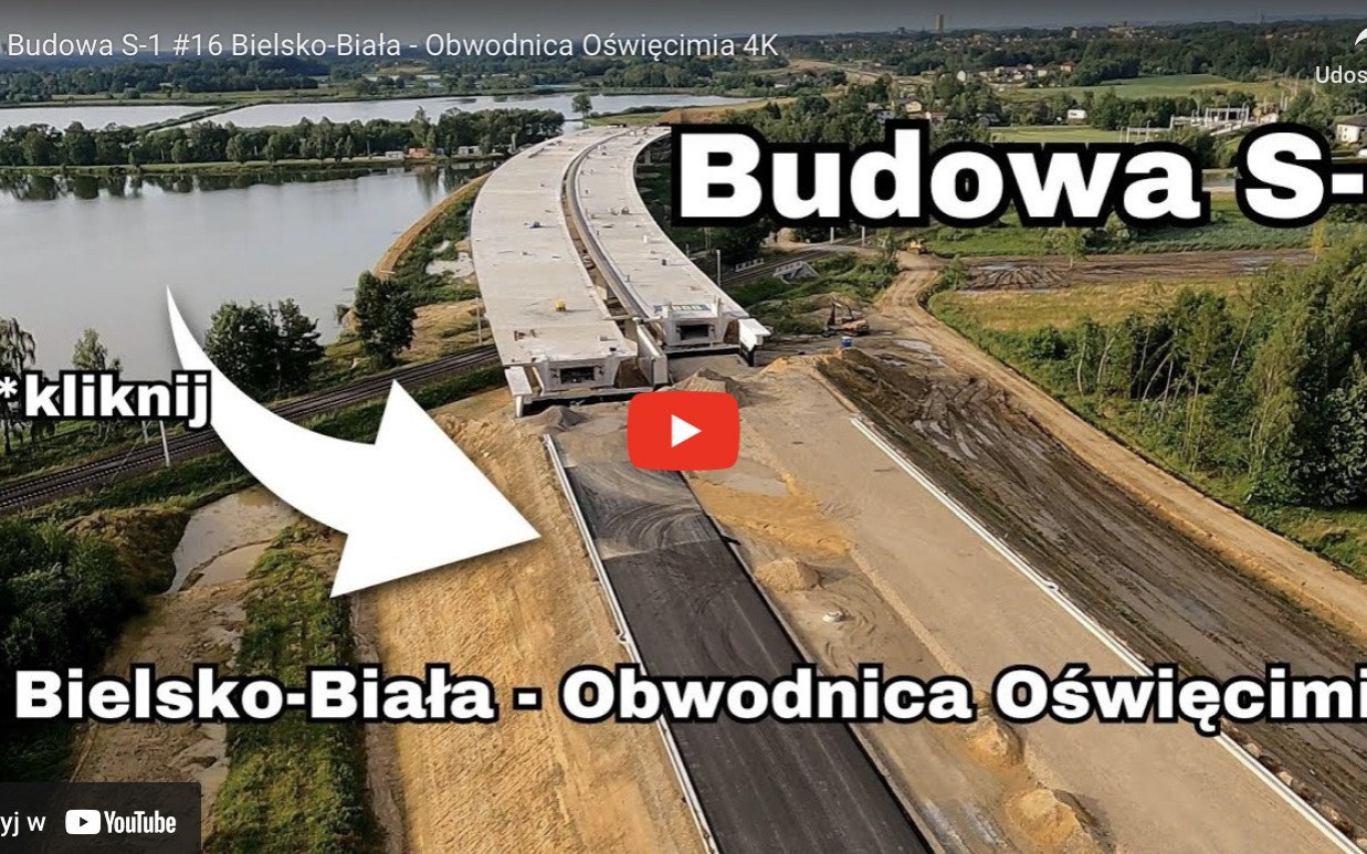 Spektakularne nagranie z paralotni: budowa obwodnicy Oświęcimia i S1 z lotu ptaka!