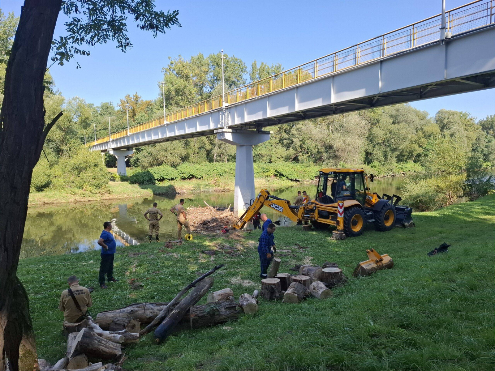 Zator pod kładką w Oświęcimiu usunięty – strażacy i Wody Polskie razem w akcji po ulewach