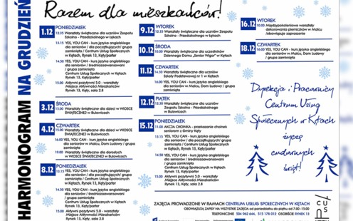 Grudzień 2025 z Centrum Usług Społecznych - harmonogram wydarzeń
