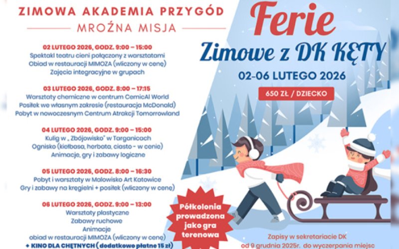 Akcja Zima 2025 | Dom Kultury w Kętach zaprasza na Zimowe Półkolonie!