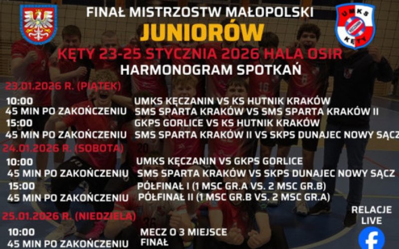 Juniorzy starsi UMKS-u Kęczanin rozpoczynają bój o Mistrzostwo Małopolski!