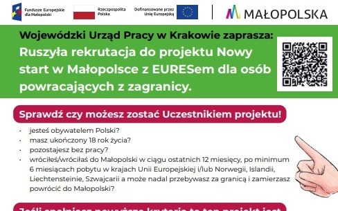 Trwa rekrutacja do Projektu „Nowy start w Małopolsce z EURESem".