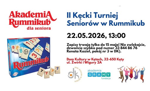 Dom Kultury zaprasza seniorów 60+ na otwarty turniej Rummikub