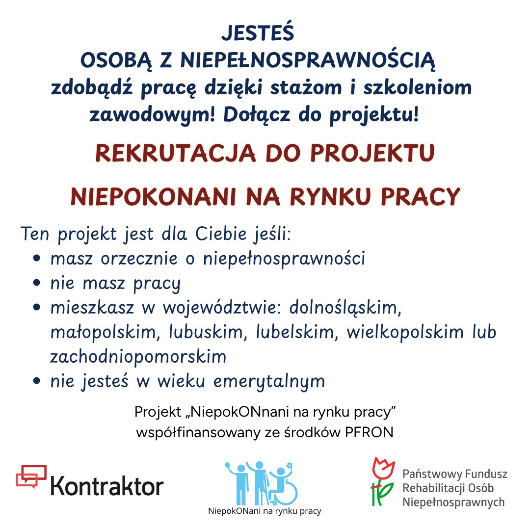 Rekrutacja do projektu „NiepokONani na rynku pracy”