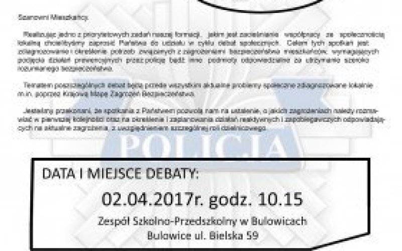 Bulowice. Zapraszamy na debatę społeczną poświęconą bezpieczeństwu